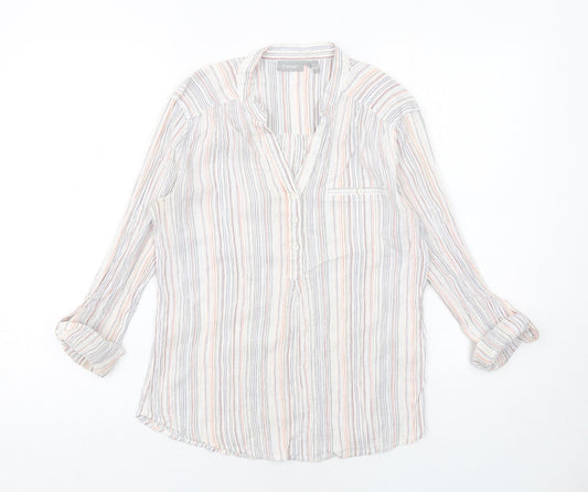 fransa Womens Multicoloured Striped Cotton Basic Blouse Size XS V-Neck