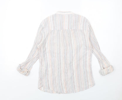 fransa Womens Multicoloured Striped Cotton Basic Blouse Size XS V-Neck