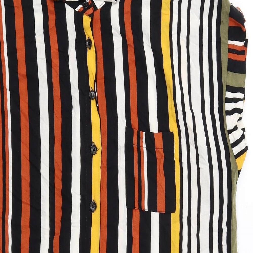 Dorothy Perkins Womens Multicoloured Striped Viscose Shirt Dress Size 12 Collared Button