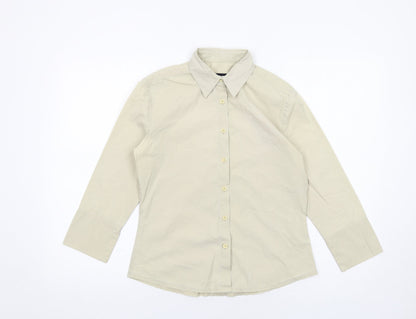 French Connection Womens Beige Cotton Basic Button-Up Size S Collared