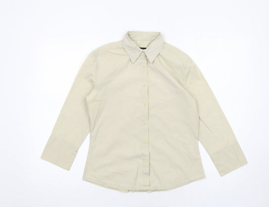 French Connection Womens Beige Cotton Basic Button-Up Size S Collared