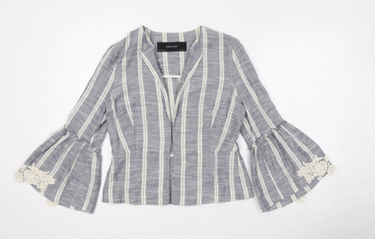 Zara Womens Blue Striped Jacket Blazer Size XS - Crocheted Lace Detail