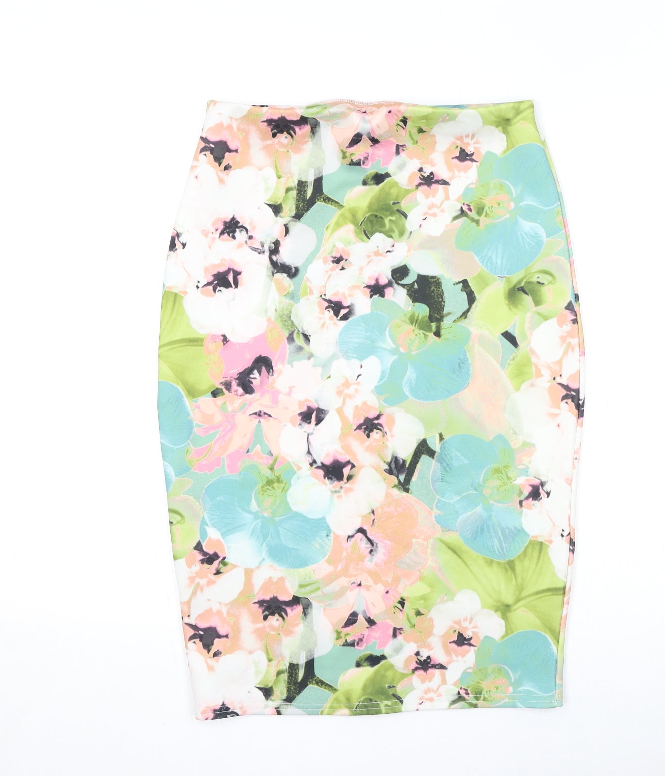 Missguided Womens Multicoloured Floral Polyester Bandage Skirt Size 12