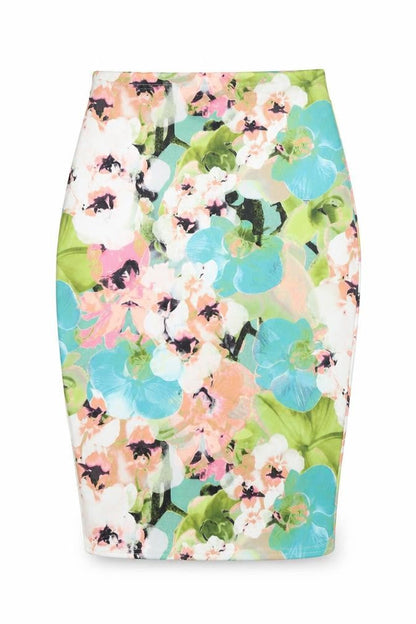 Missguided Womens Multicoloured Floral Polyester Bandage Skirt Size 12