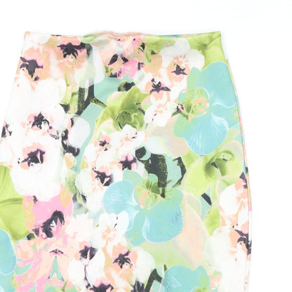 Missguided Womens Multicoloured Floral Polyester Bandage Skirt Size 12
