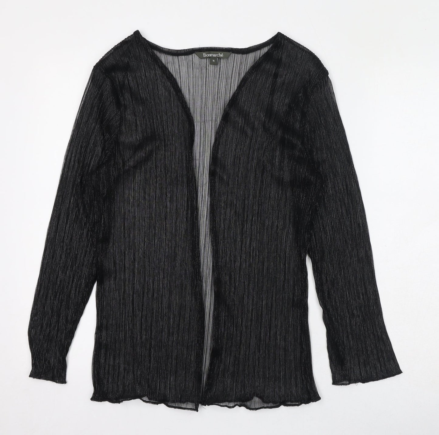 Bonmarché Womens Black Polyester Kimono T-Shirt Size 16 V-Neck