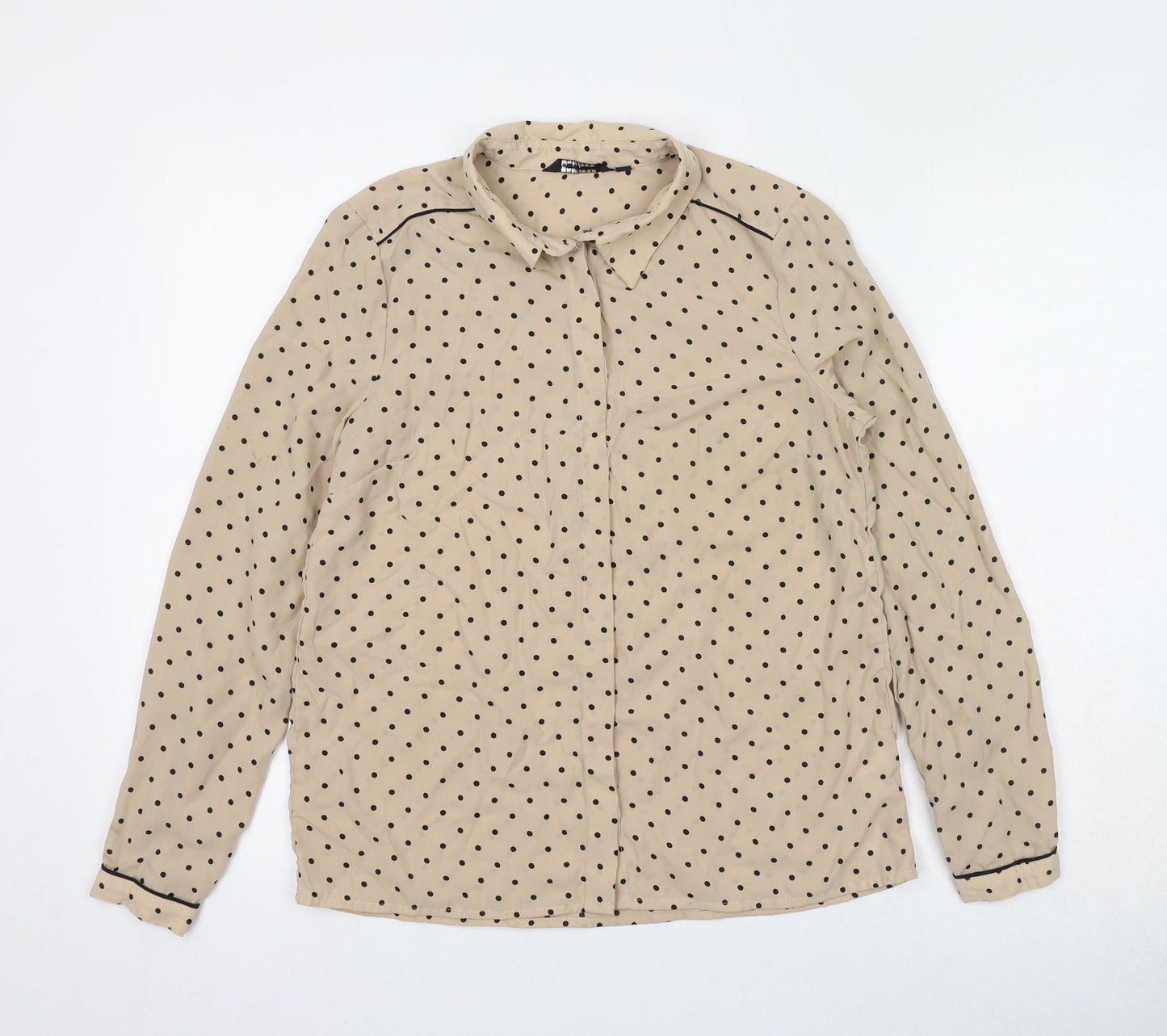 Womens UK Size XS Wardrobe Beige Basic Button-Up