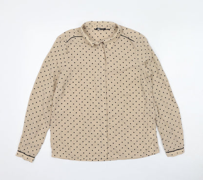 Womens UK Size XS Wardrobe Beige Basic Button-Up