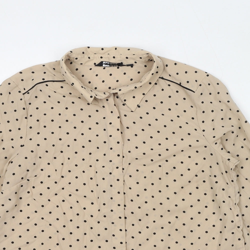 Womens UK Size XS Wardrobe Beige Basic Button-Up