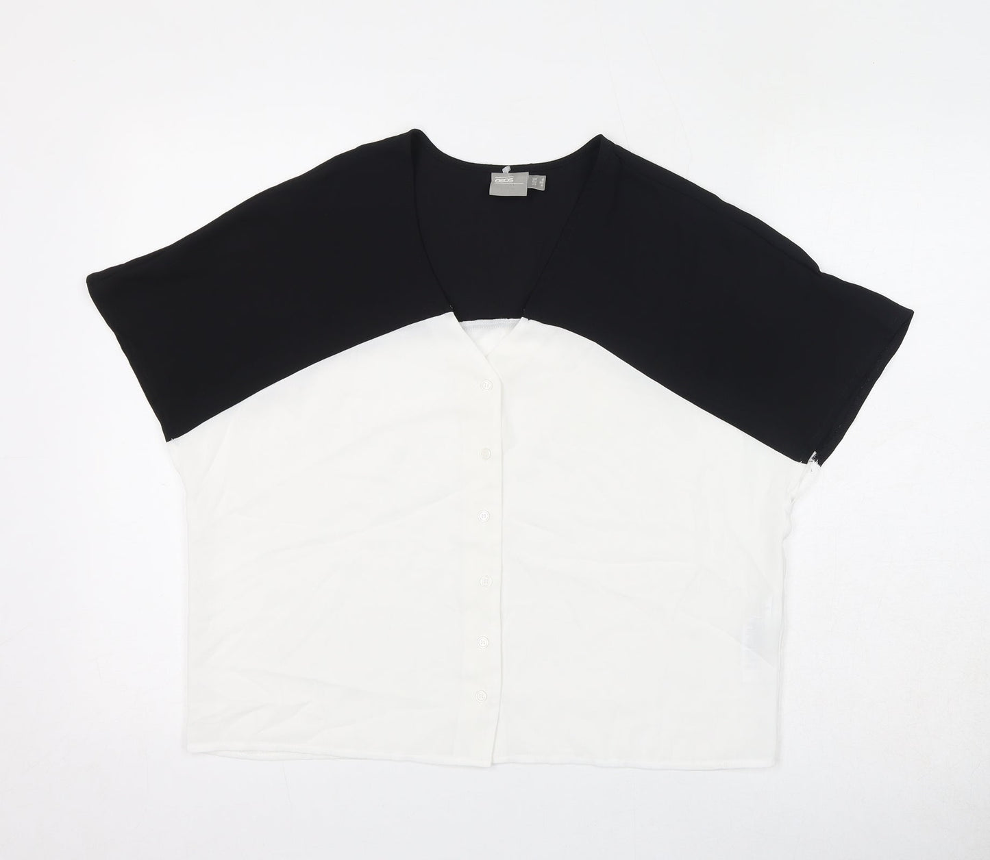 Womens UK Size 8 ASOS Black Basic Button-Up