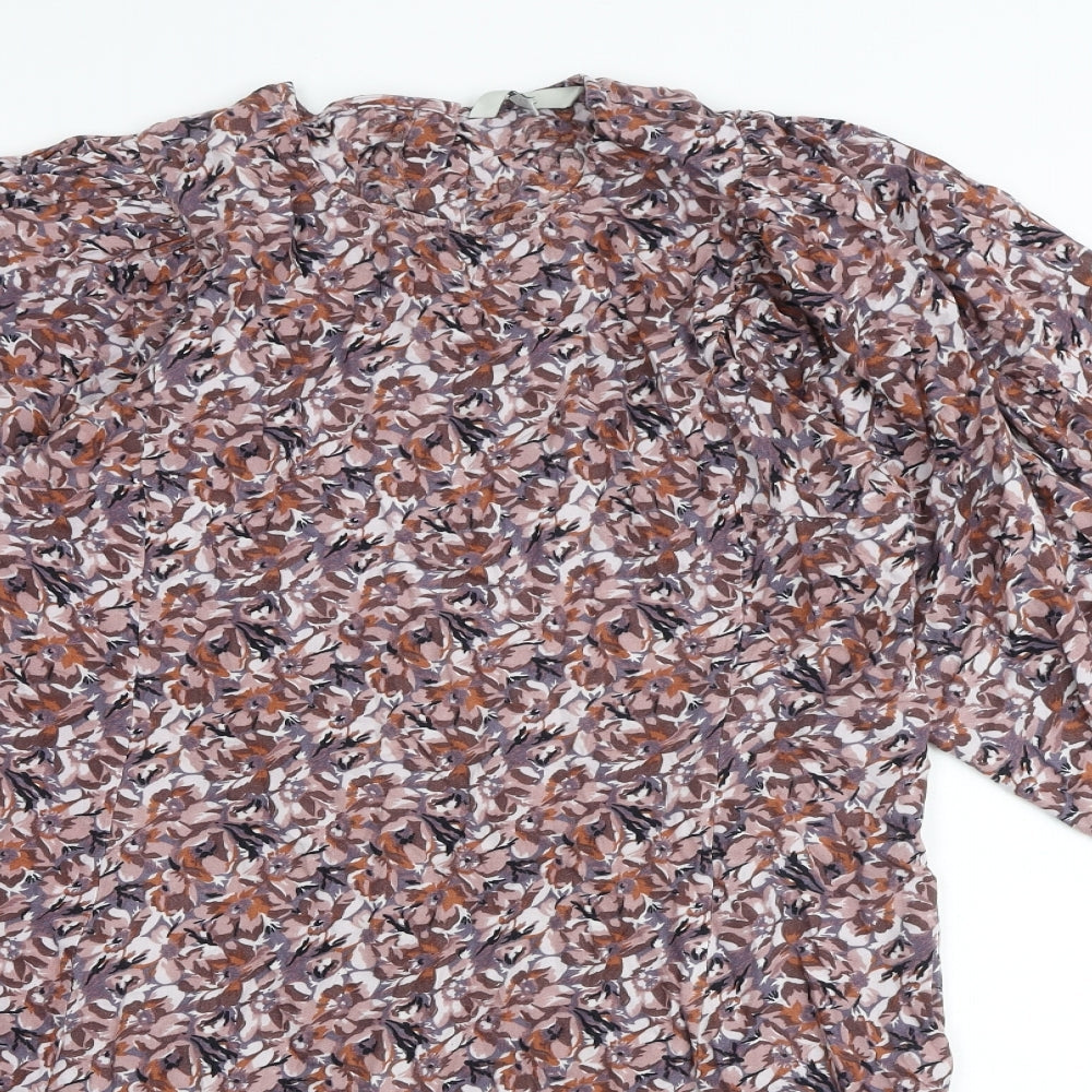 NEXT Womens Multicoloured Geometric Viscose A-Line Size 8 Round Neck Button