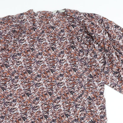 NEXT Womens Multicoloured Geometric Viscose A-Line Size 8 Round Neck Button