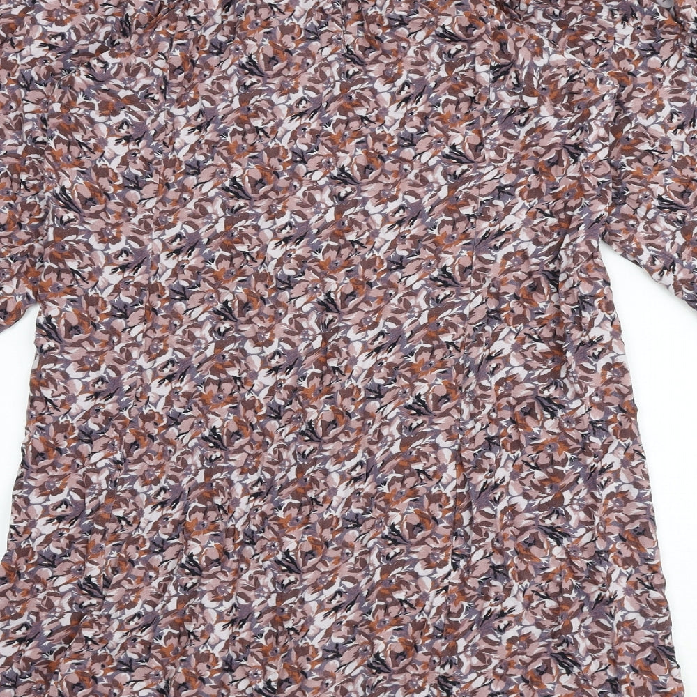 NEXT Womens Multicoloured Geometric Viscose A-Line Size 8 Round Neck Button