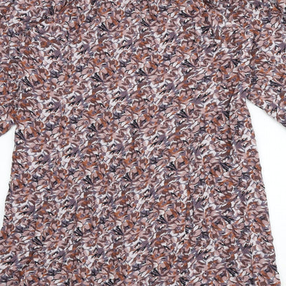 NEXT Womens Multicoloured Geometric Viscose A-Line Size 8 Round Neck Button