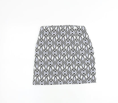 New Look Womens Multicoloured Geometric Polyester A-Line Skirt Size 8 Zip