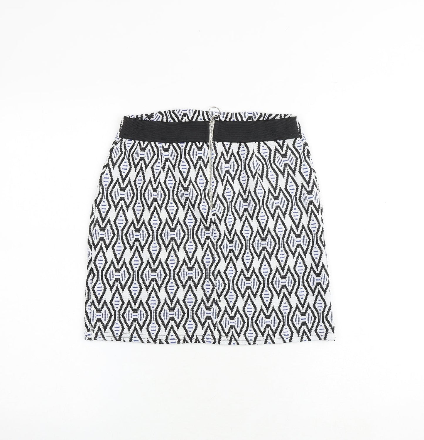 New Look Womens Multicoloured Geometric Polyester A-Line Skirt Size 8 Zip