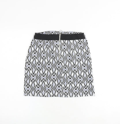 New Look Womens Multicoloured Geometric Polyester A-Line Skirt Size 8 Zip