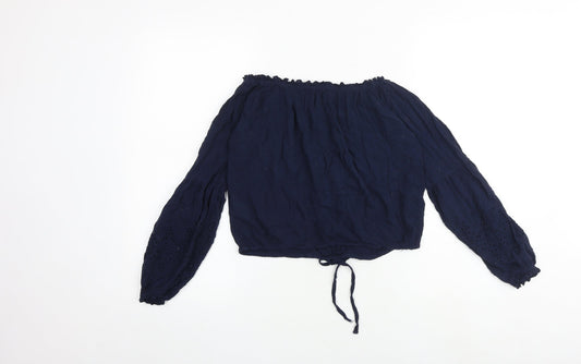 Womens UK Size XS Hollister Blue Cropped Blouse