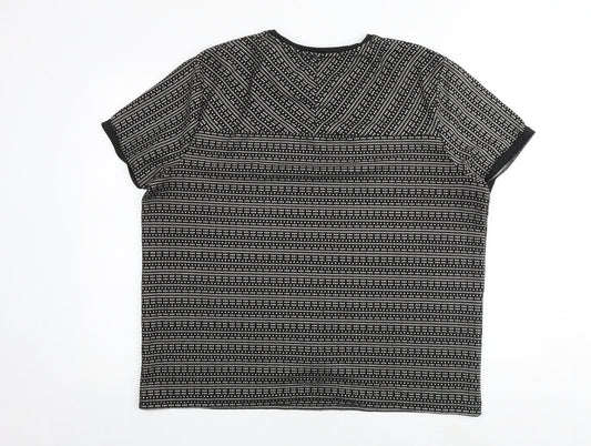 River Island Mens Black Geometric Polyester T-Shirt Size 2XL Crew Neck