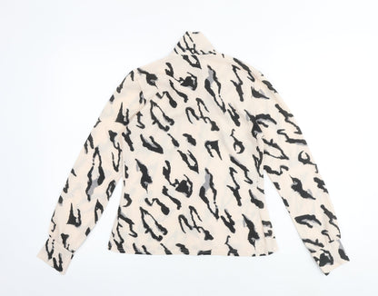 Boohoo Womens Pink Geometric Polyester Basic Blouse Size 6 High Neck - Tie Neck Detail