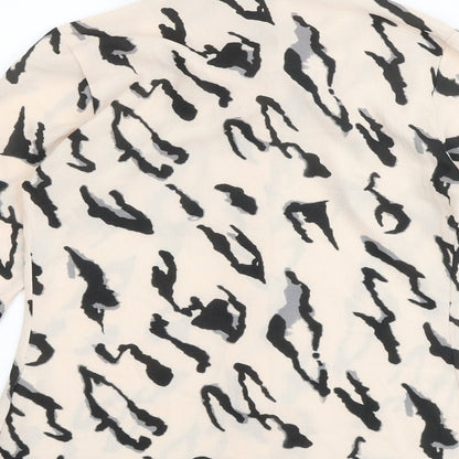 Boohoo Womens Pink Geometric Polyester Basic Blouse Size 6 High Neck - Tie Neck Detail