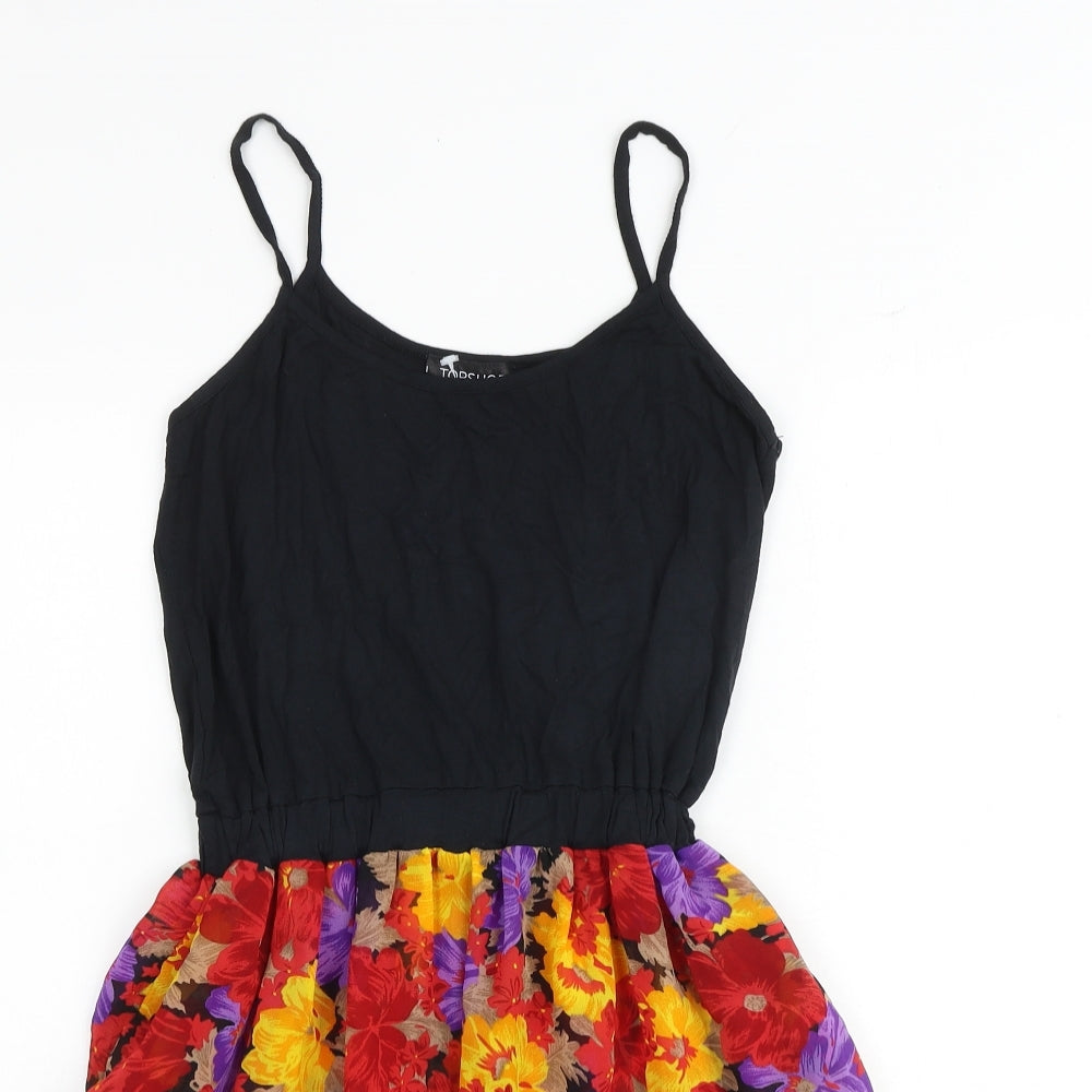 Topshop Womens Multicoloured Floral Viscose A-Line Size 8 Round Neck Pullover