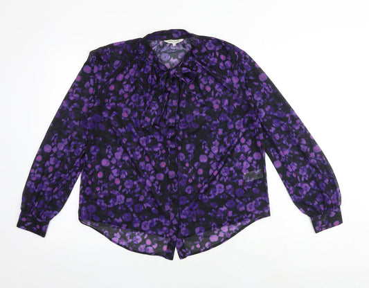 Great Plains Womens Multicoloured Geometric Polyester Basic Blouse Size M Round Neck - Tie Neck Detail