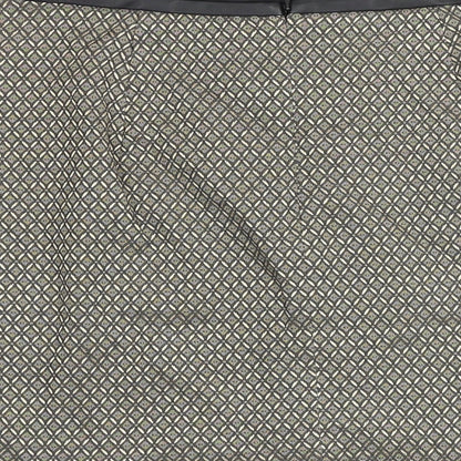Oasis Womens Gold Geometric Polyester A-Line Skirt Size 10 Zip