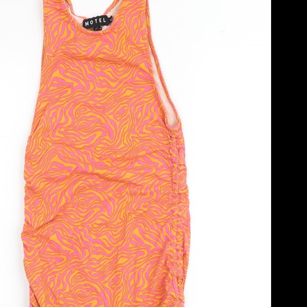 Motel Womens Multicoloured Geometric Cotton Bodycon Size XS Round Neck Pullover