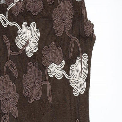 Phase Eight Womens Brown Floral Polyester A-Line Size 8 Round Neck Pullover