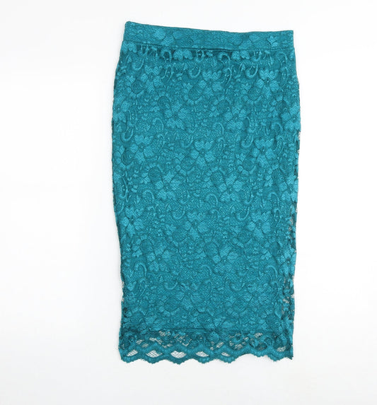 Miss Selfridge Womens Green Floral Polyester A-Line Skirt Size 12