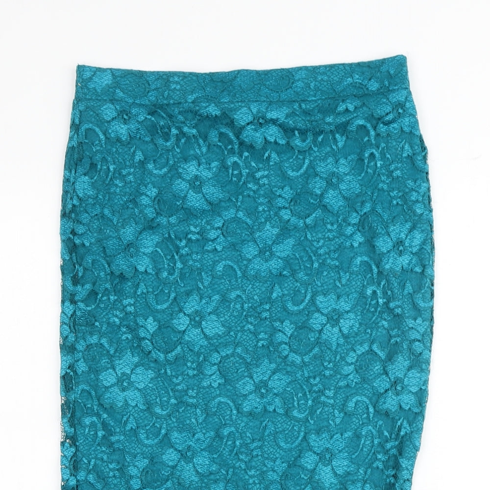 Miss Selfridge Womens Green Floral Polyester A-Line Skirt Size 12