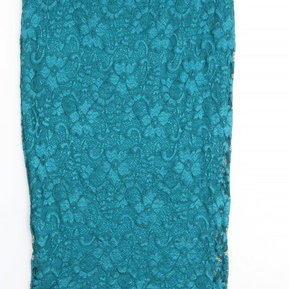 Miss Selfridge Womens Green Floral Polyester A-Line Skirt Size 12