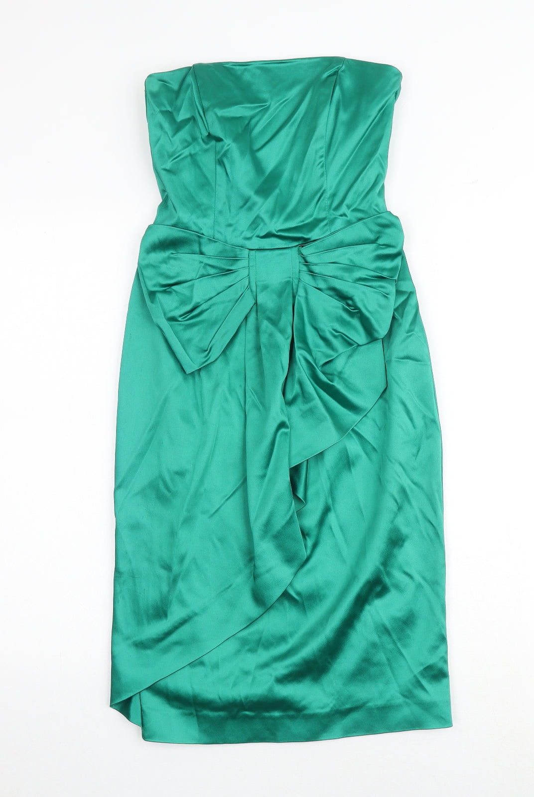 Oasis Womens Green Acetate A-Line Size 8 Off the Shoulder Zip