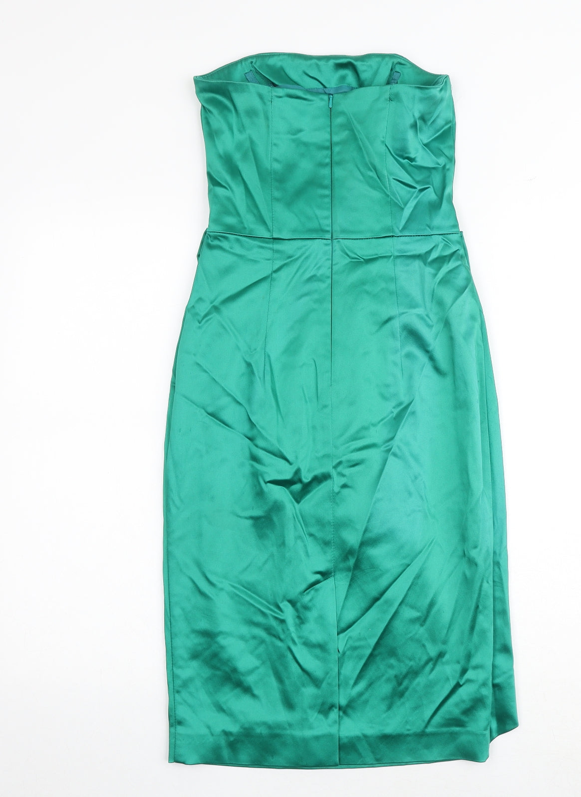 Oasis Womens Green Acetate A-Line Size 8 Off the Shoulder Zip