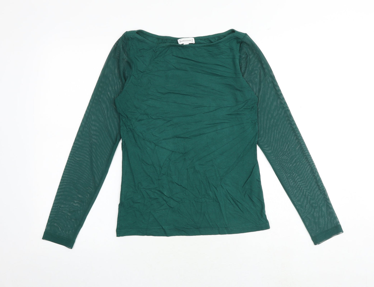 Womens UK Size 6 Warehouse Green Basic T-Shirt