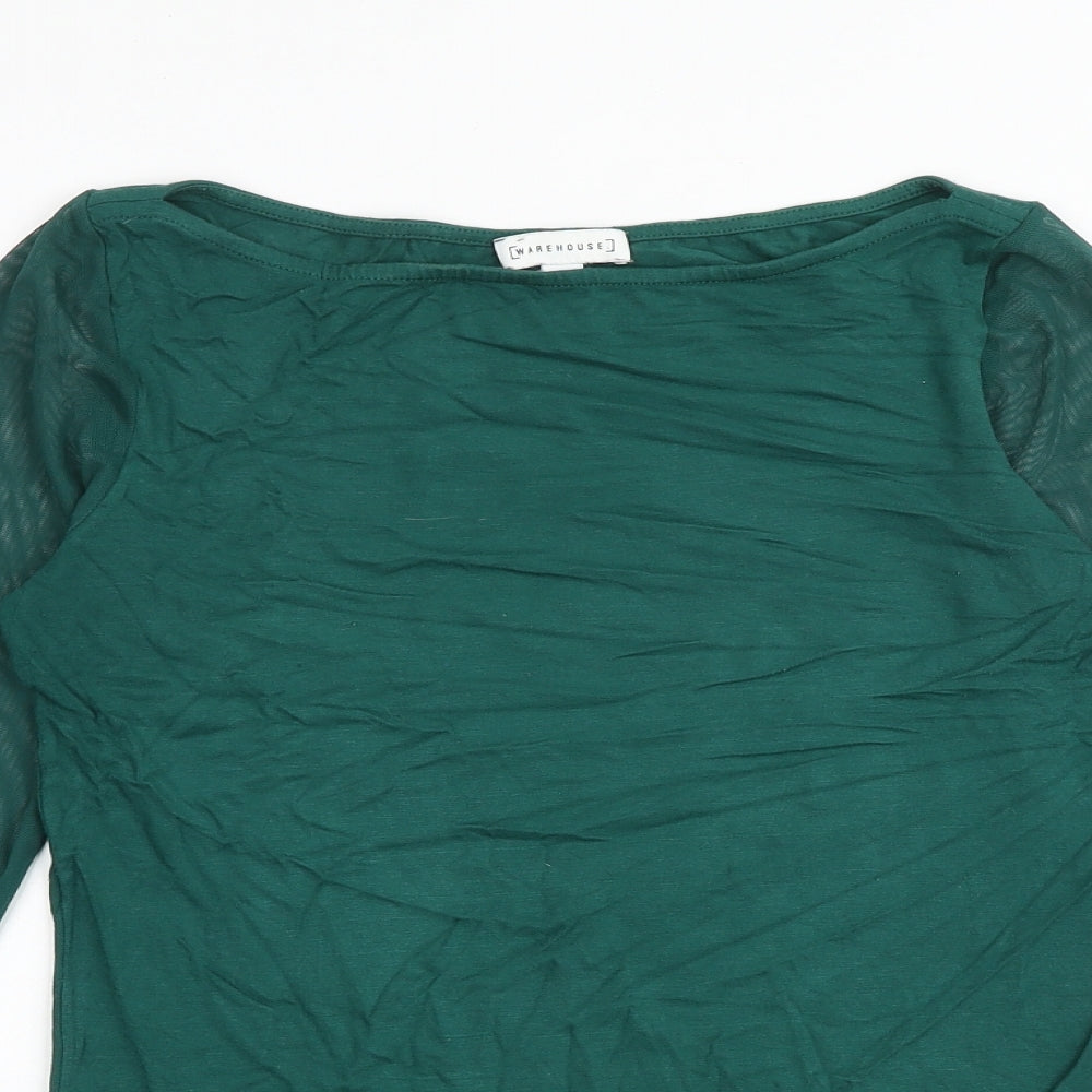 Womens UK Size 6 Warehouse Green Basic T-Shirt