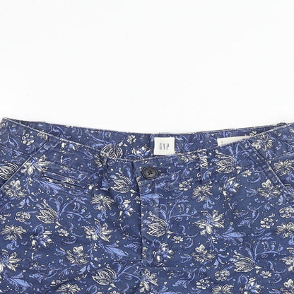 Gap Womens Blue Floral Cotton Mom Shorts Size 29 in Regular Zip