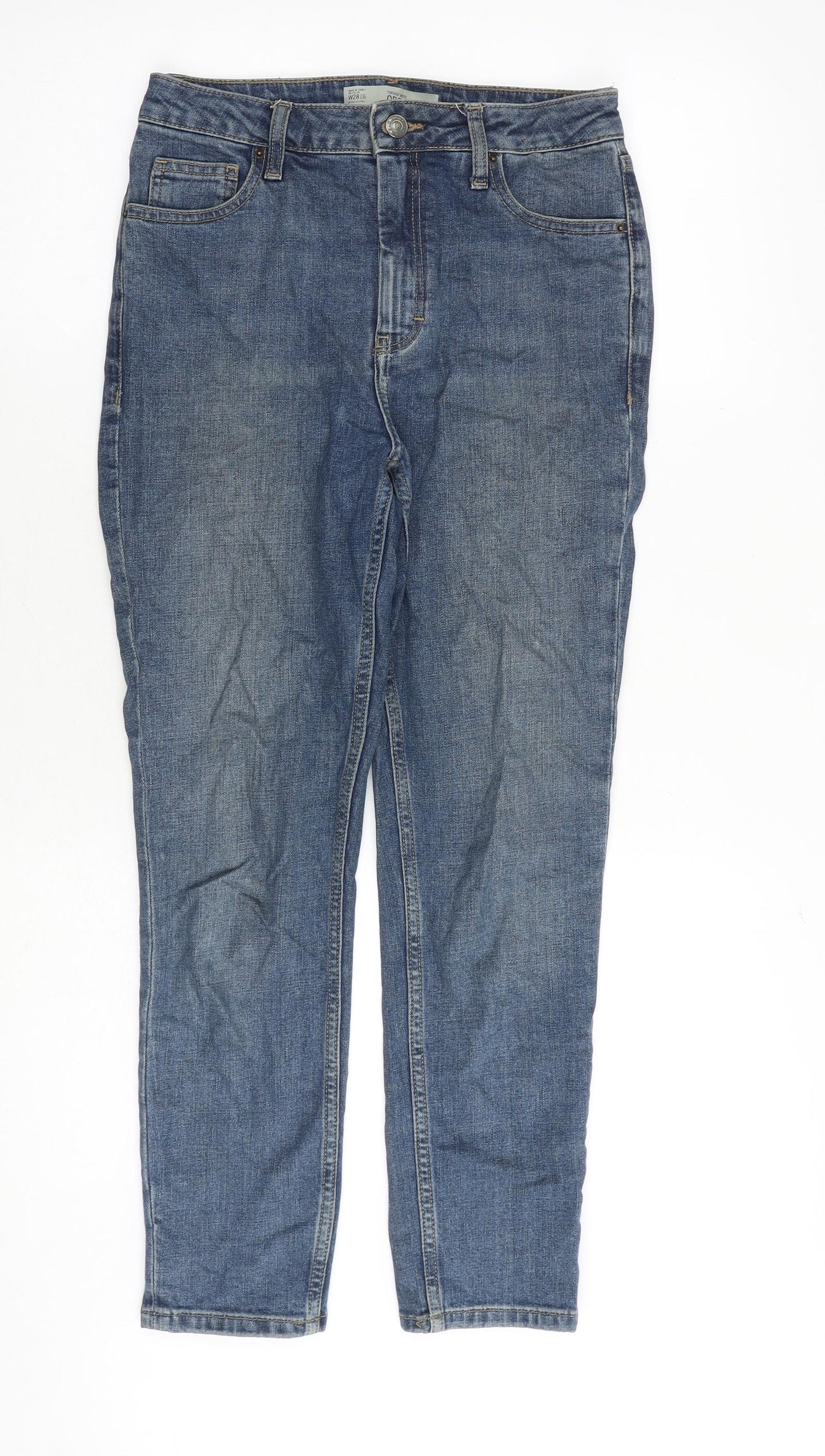 Topshop Womens Blue Cotton Skinny Jeans Size 28 in Regular Zip