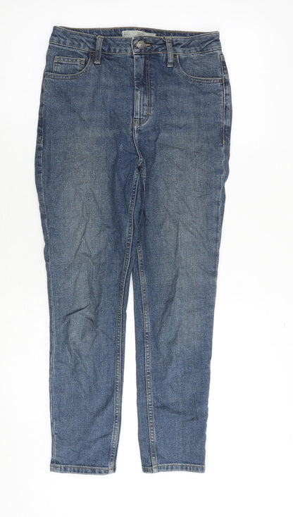 Topshop Womens Blue Cotton Skinny Jeans Size 28 in Regular Zip