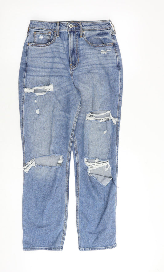 Hollister Womens Blue Cotton Straight Jeans Size 26 in Regular Zip