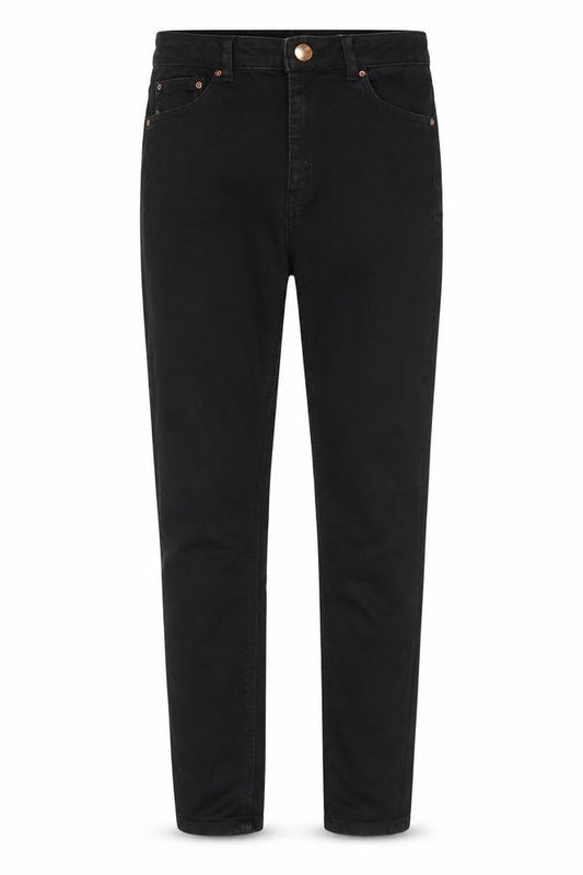 Front view of ASOS women’s black cotton skinny jeans, size UK 28, in slim zip