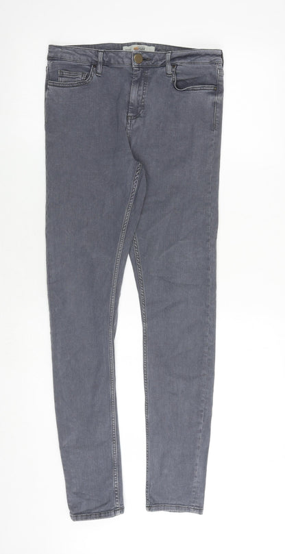 Topshop Womens Grey Cotton Skinny Jeans Size 30 in Regular Zip