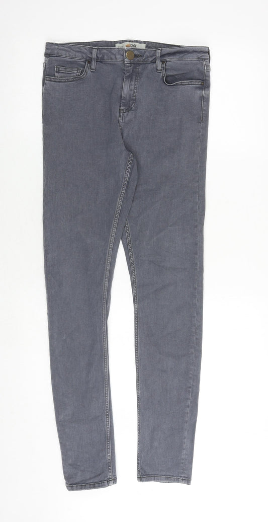 Topshop Womens Grey Cotton Skinny Jeans Size 30 in Regular Zip