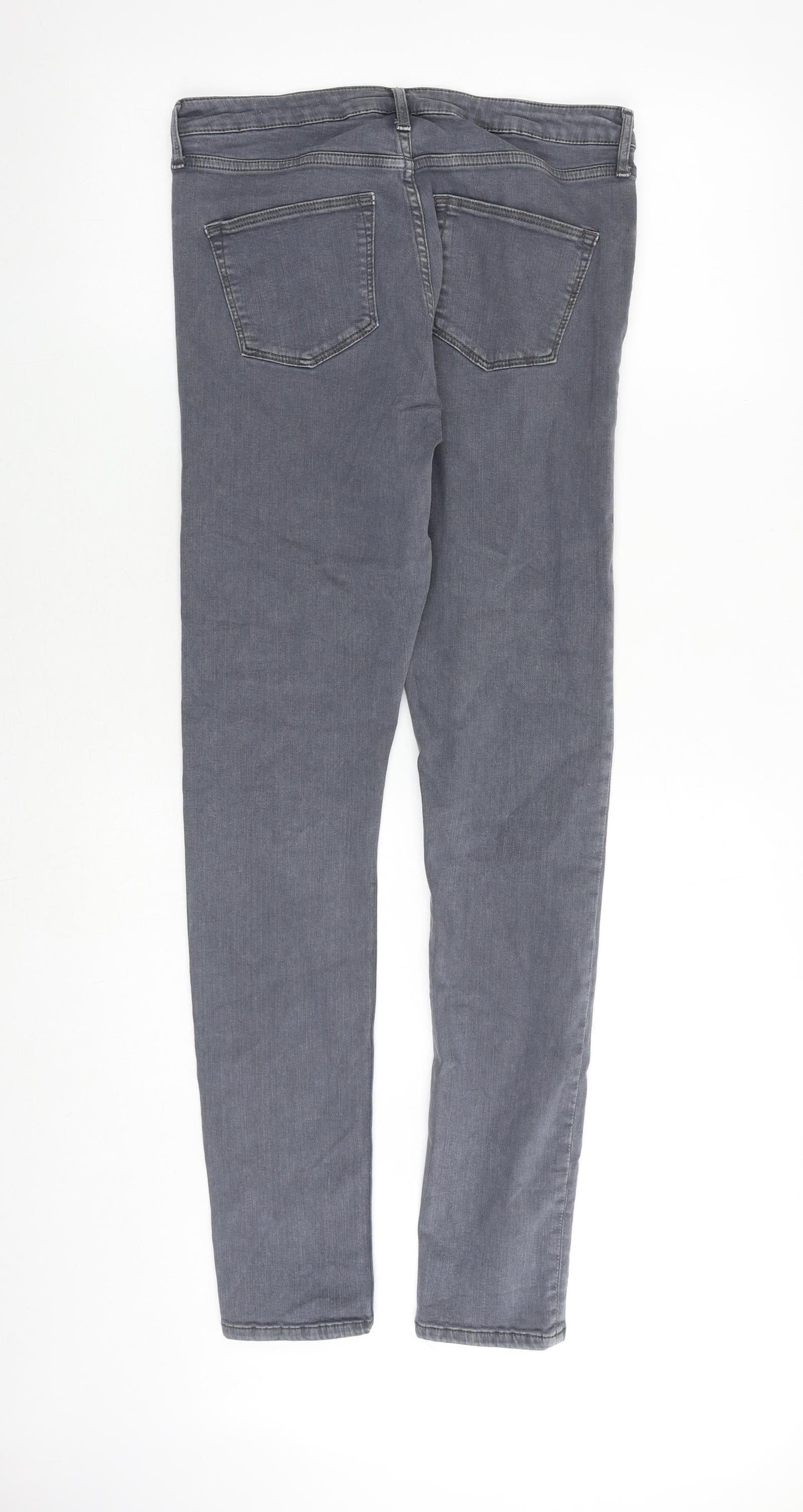 Topshop Womens Grey Cotton Skinny Jeans Size 30 in Regular Zip