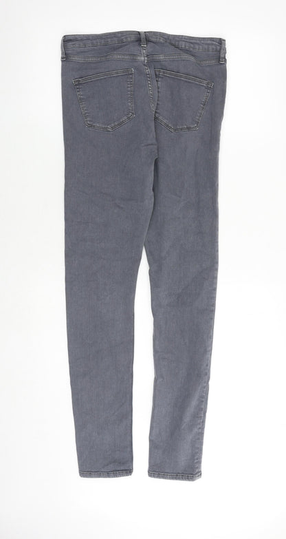 Topshop Womens Grey Cotton Skinny Jeans Size 30 in Regular Zip