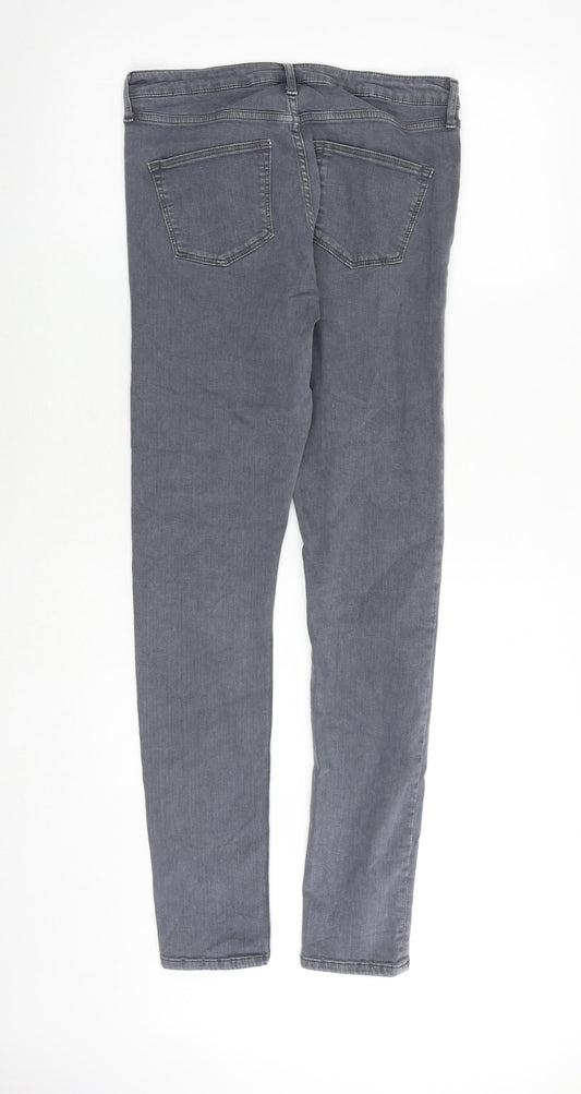 Topshop Womens Grey Cotton Skinny Jeans Size 30 in Regular Zip