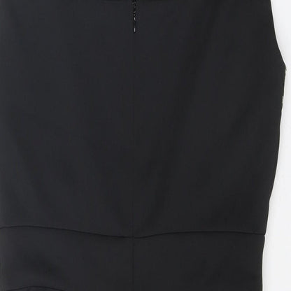 SD Collection Womens Black Geometric Polyester Bodycon Size 10 Round Neck Button