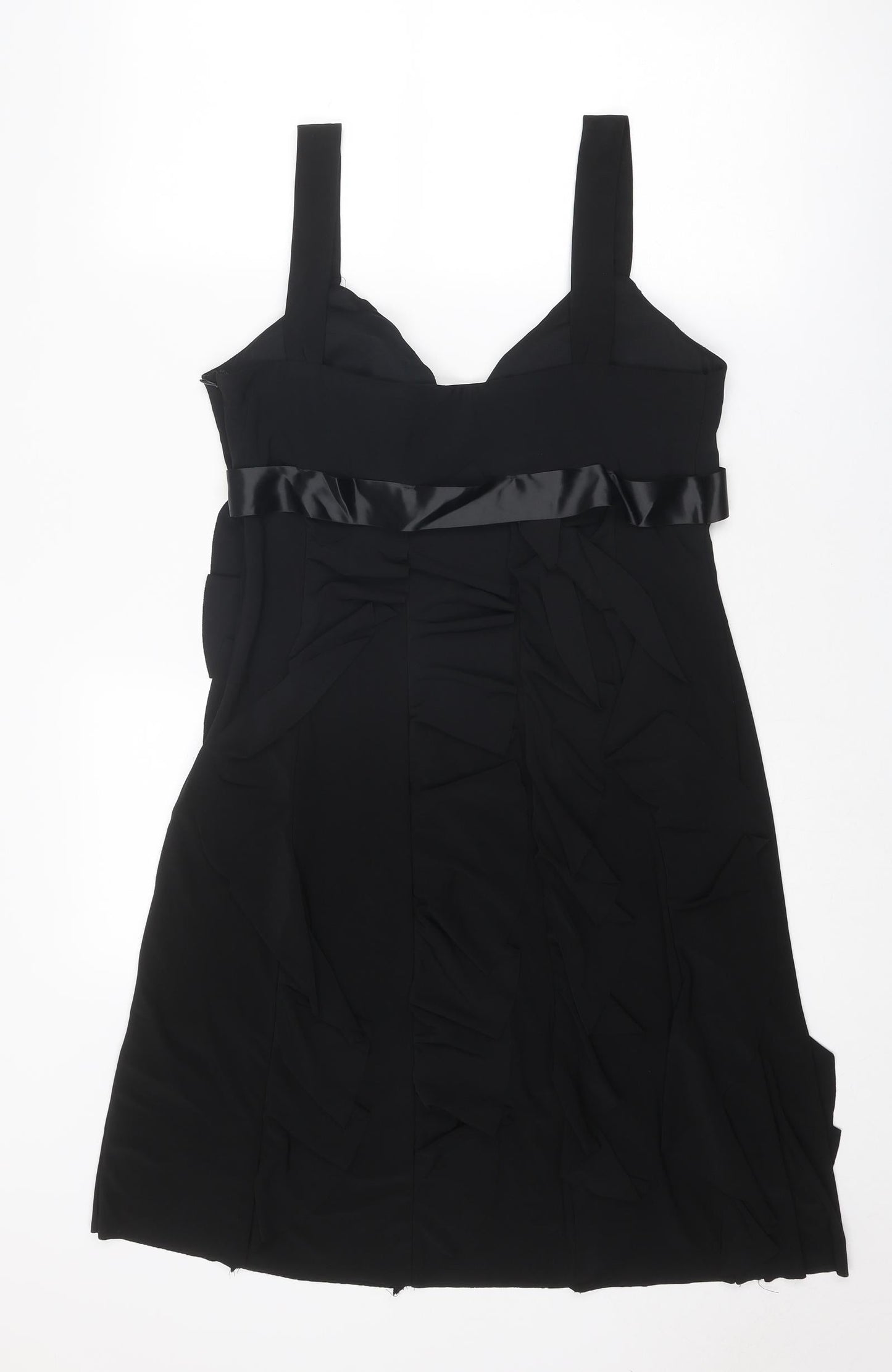 Scarlett Nite Womens Black Polyester Slip Dress Size 14 V-Neck Zip