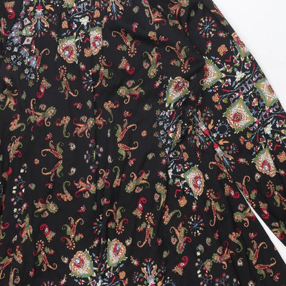 A&G Womens Black Geometric Polyester Trapeze & Swing Size XS Round Neck Tie